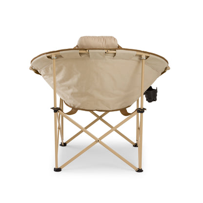 Glamping round Chair, Oversized & Padded, Soft Cozy Fabric, 300 Lbs Capacity, Portable Camping & Outdoor Chair, Tan