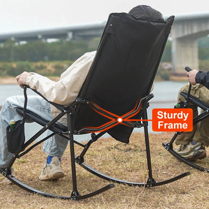 SUNSPIRE Folding Rocking Camping Chair 2-Pack, Heavy Duty Padded Rocker with High Back Hard Armrests for Outdoor Patio Garden