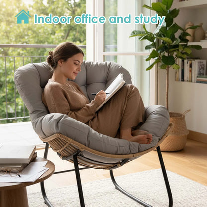 Swing Egg Chair Cushion, Waterproof Rocking Chair Pad, Oversized Hammock Chair Pad, Multifunctional Wicker Egg Lounge Chair Soft Cushion Indoor Outdoor, Gray