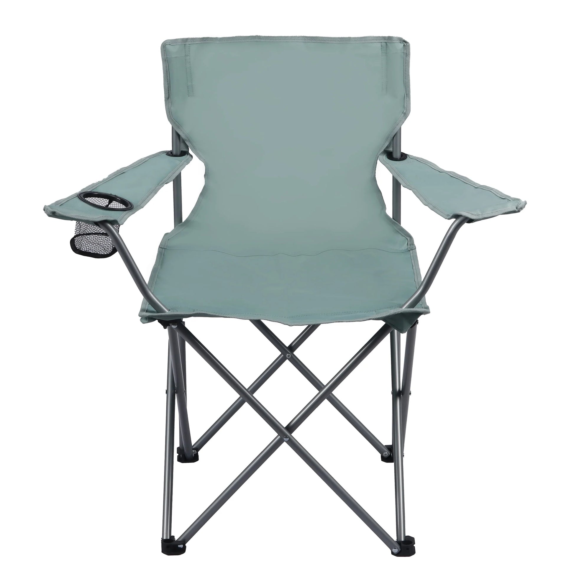 Basic Quad Folding Outdoor Adult Camp Chair with Cup Holder, Green Goddess