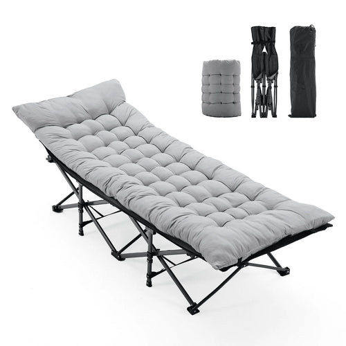Betcozy Camping Cot, Portable Folding Bed Cot for Rest, 1200D Double Layer Oxford, Gray