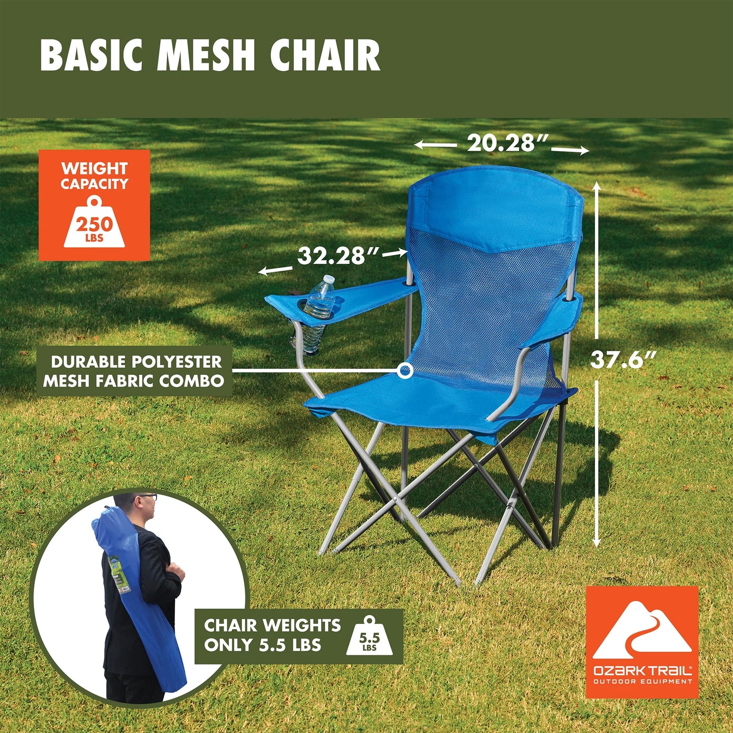 Basic Mesh Chair Blue, Adult