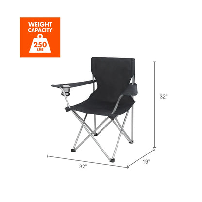 Quad Folding Camp Chair with Cup Holder, Black
