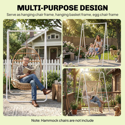 Hammock Chair Stand Only Heavy Duty Solid Steel A-Frame for Hanging Hammock, Egg Chair, Max Load 330 LBS, White