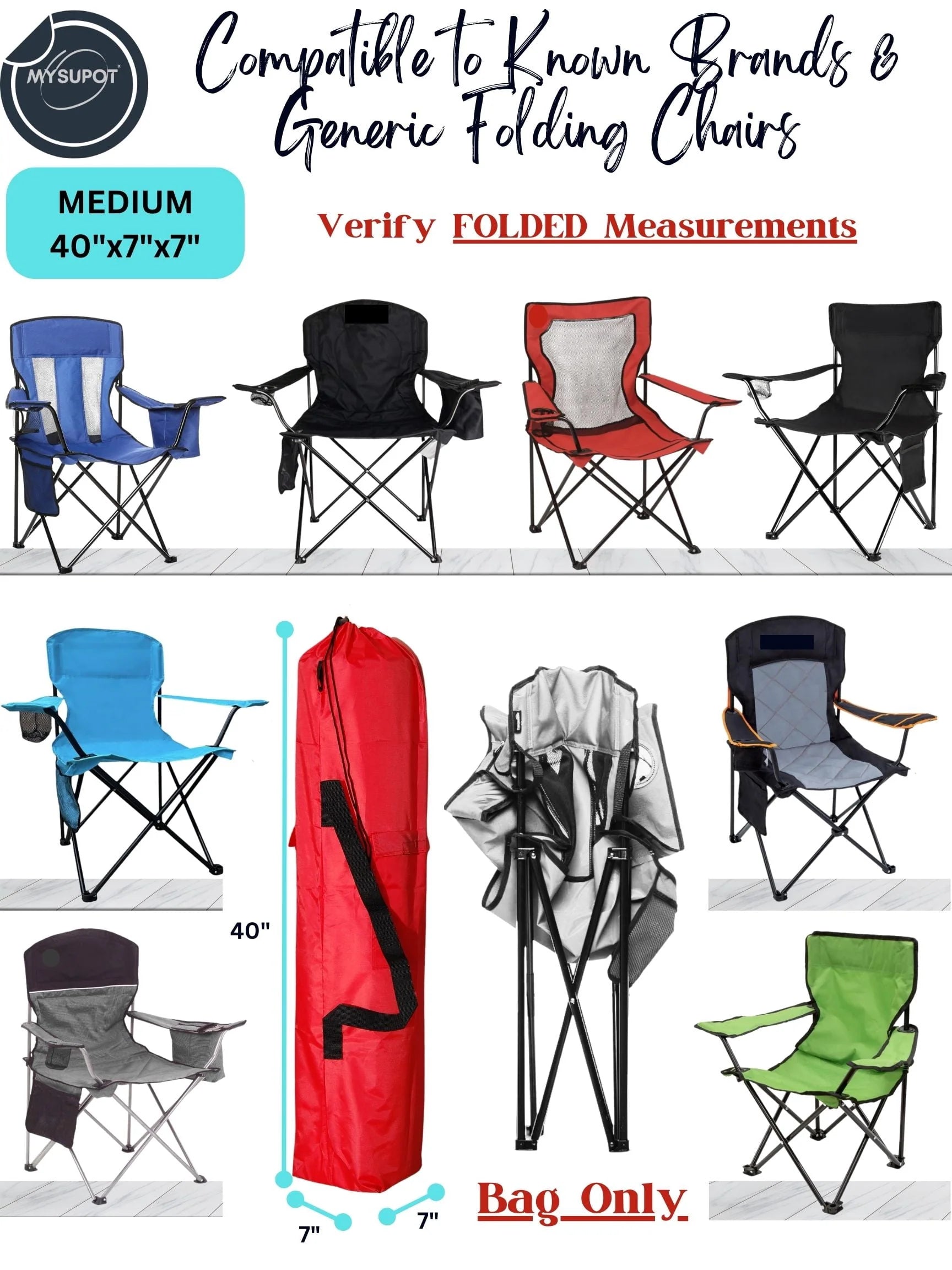 Camping Chair Bag. Bag for Beach, Portable, Foldable, Outdoor Chair Bag - 40"X7"X7" Red