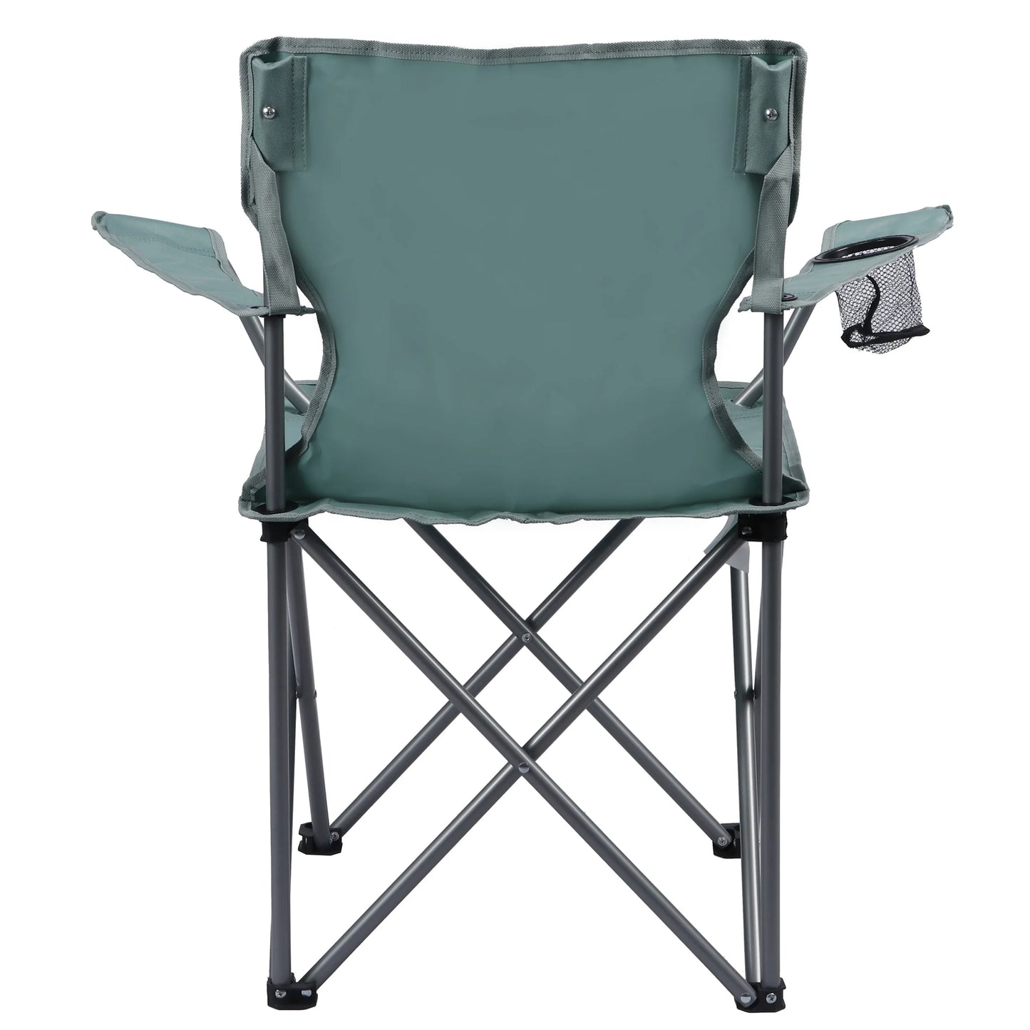 Basic Quad Folding Outdoor Adult Camp Chair with Cup Holder, Green Goddess
