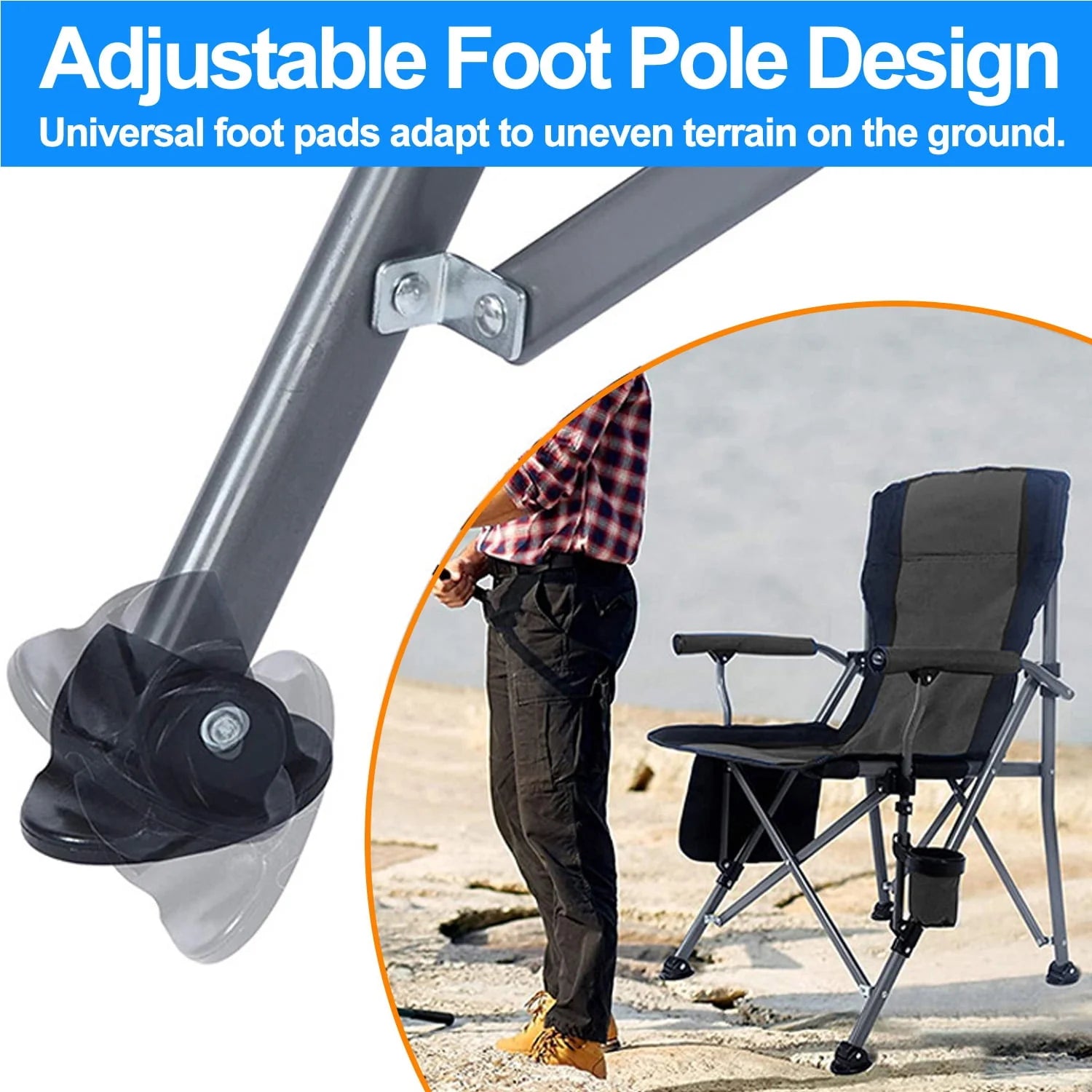 Camping Chairs, 2 Pack Heavy-Duty Steel Frame Supports 450Lbs, Foldable Outdoor Lawn Chair with Cup Holder
