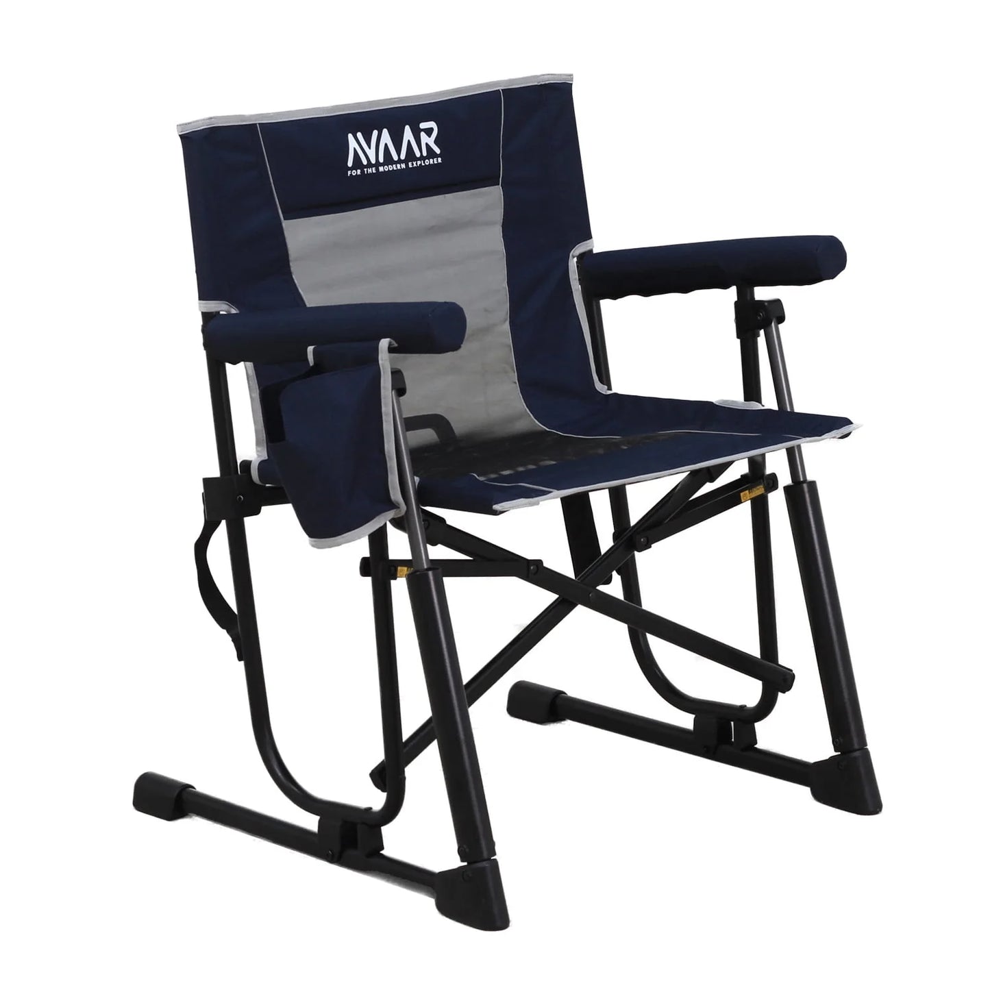 Outdoor Folding Rocking Camp Chair W/Cup Holder, 400Lbs Capacity, Indigo Blue