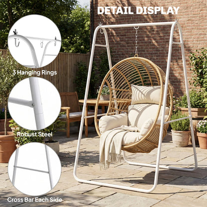 Hammock Chair Stand Only Heavy Duty Solid Steel A-Frame for Hanging Hammock, Egg Chair, Max Load 330 LBS, White