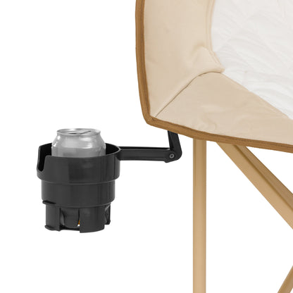 Glamping round Chair, Oversized & Padded, Soft Cozy Fabric, 300 Lbs Capacity, Portable Camping & Outdoor Chair, Tan